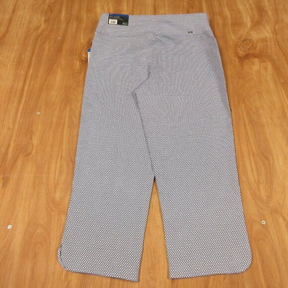 S.C. & CO. 360 Degree Tummy Control Capri Pants Sz 10 Blue Geo Print Skimmer NWT - Picture 11 of 13